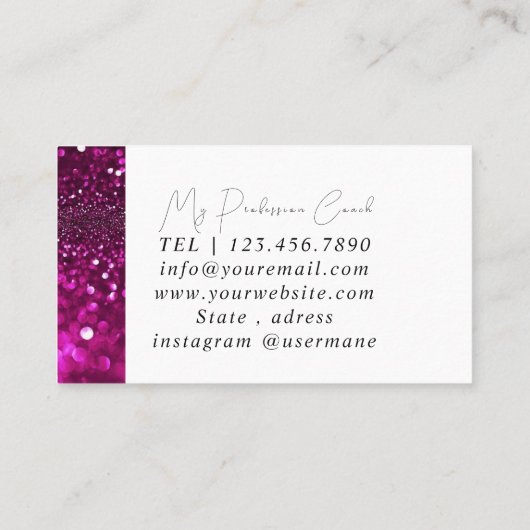 シルバー大理石ダークピンクダイヤモンドコーチ 名刺 (裏面)