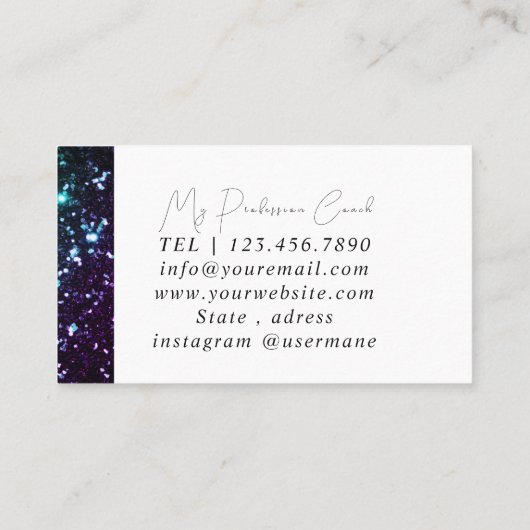 シルバー大理石ブルーダイヤモンドコーチ名刺 名刺 (裏面)