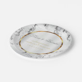 シルバー大理石、金ゴールド、ホワイトサテン ペーパープレート (アングル)