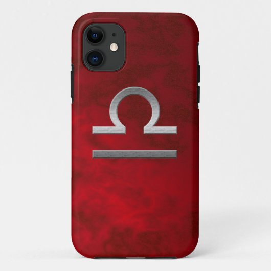 シルバー天秤座 - 赤 Case-Mate iPhoneケース (裏面)