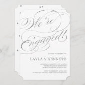 シルバー婚約 |婚約パーティ招待状 招待状 (正面/裏面)