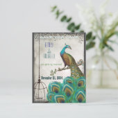 シルバー孔雀の羽バードケージ日付を保存 案内ポストカード (スタンド正面)