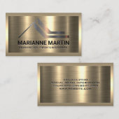 シルバー実在エテートのロゴ |メタリック金ゴールド 名刺 (正面/裏面)