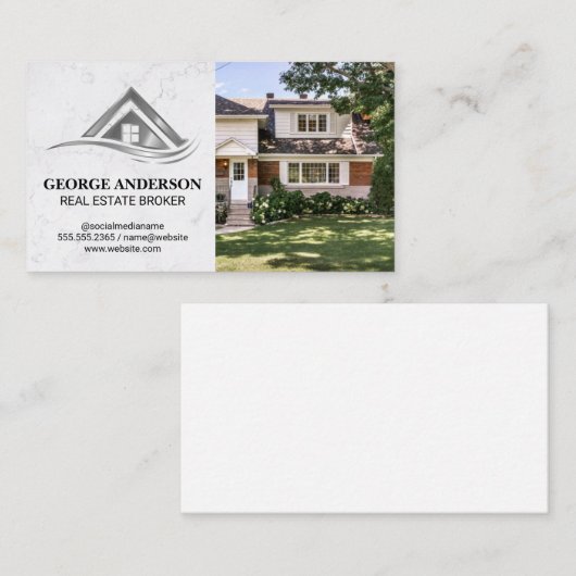 シルバー実在エテートのロゴ | 住宅用前庭 名刺 (正面/裏面)