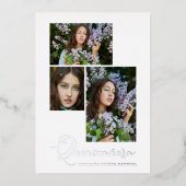 シルバー実在シンプルキンセニェラスペインの3写真 箔招待状 (正面)