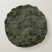 シルバー射手座〔占星術の〕十二宮図ウッドランドデジタル迷彩柄 ラウンドクッション (裏面)