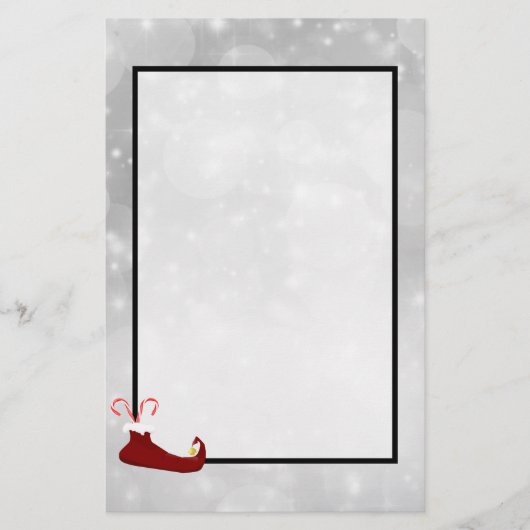 シルバー小妖精や小人の赤い靴の背景《写真》ぼけ味 便箋 (正面)