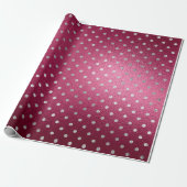 シルバー小水玉模様グレーメタリックベットレッド ラッピングペーパー (アンロールド)