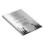 シルバー建築クレーンのビジネスロゴ ノートブック (右側)