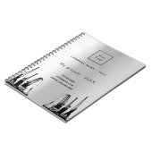 シルバー建築クレーンのビジネスロゴ ノートブック (左側)