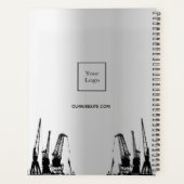 シルバー建築クレーンのビジネスロゴ プランナー手帳 (裏面)