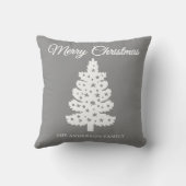 シルバー手書きスクリプトクリスマスツリー クッション (裏面)