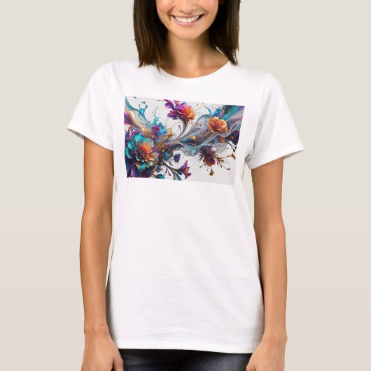 シルバー抽象アートデザイン Tシャツ (正面)