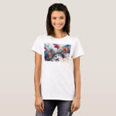 シルバー抽象アートデザイン Tシャツ (正面フル)