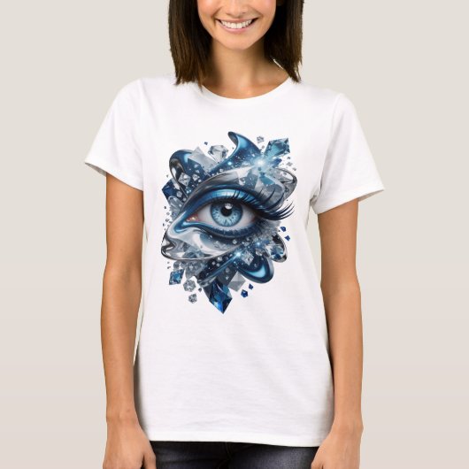 シルバー抽象アート アートプリント Tシャツ (正面)