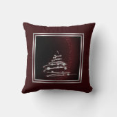 シルバー抽象芸術クリスマスツリーオンレッド クッション (裏面)