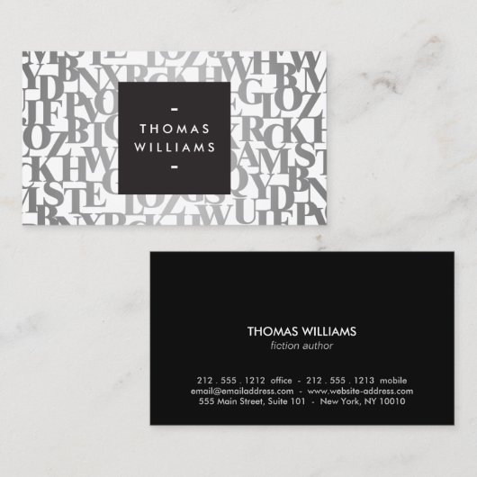 シルバー抽象芸術レターフォームII作家、ライター 名刺 (正面/裏面)