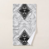 シルバー抽象芸術花onシルク&アート バスタオルセット (ハンドタオル)