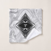 シルバー抽象芸術花onシルク&アート バスタオルセット (ウォッシュタオル)