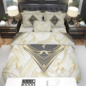 シルバー抽象芸術花onシルク&アート バスタオルセット