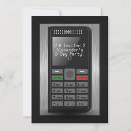 シルバー携帯電話 ティーンの誕生日パーティー招待状 招待状