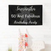 シルバー文字フィフティフアール誕生日バナー 横断幕 (インサイチュ)