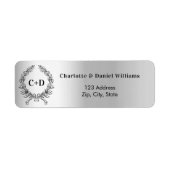 シルバー新郎新婦イニシャル結婚ズ差出人住所 ラベル (正面)