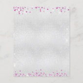 シルバー明るい赤紫色ピンクハート結婚式プログラム (裏面)