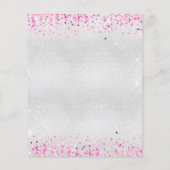 シルバー明るい赤紫色ピンク紙吹雪結婚式プログラム (裏面)