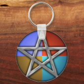 シルバー星形五角形オン要素 キーホルダー (正面)