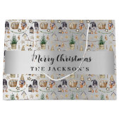 シルバー格言北欧ファームハウスクリスマス ラージペーパーバッグ (正面)