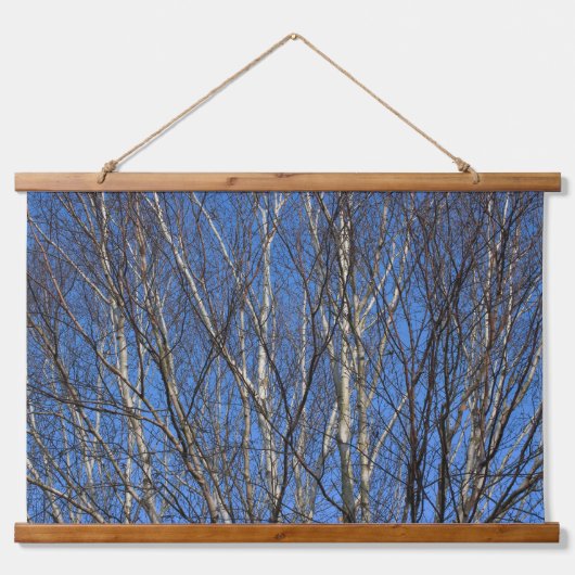 シルバー樺の木ブランチ02 吊り下げ型タペストリー (正面)