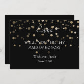 シルバー水玉模様が私のメイド・オブ・オーナー（花嫁付き添い人）になる 招待状 (正面/裏面)