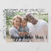 シルバー水玉模様ハッピーニューイヤーフォトカード シーズンカード (正面/裏面)