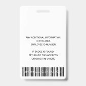 シルバー淡い色のグリッター社員の写真バーコード名 バッジ (裏面)