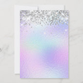 シルバー淡い色のグリッター虹色フォイル甘い16 招待状 (裏面)