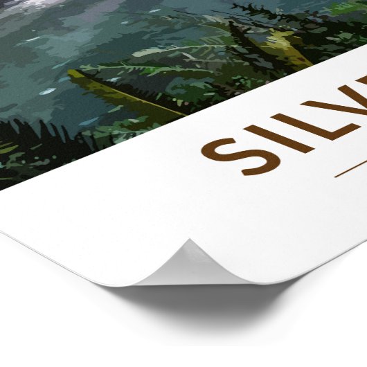 シルバー滝州パークオレゴン水カラーヴィンテージ ポスター (角)