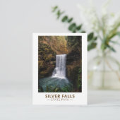 シルバー滝州パークオレゴン水カラーヴィンテージ ポストカード (スタンド正面)