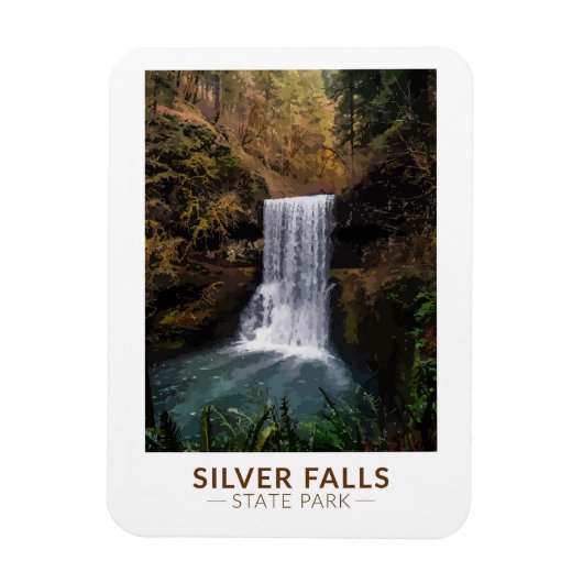 シルバー滝州パークオレゴン水カラーヴィンテージ マグネット (縦)