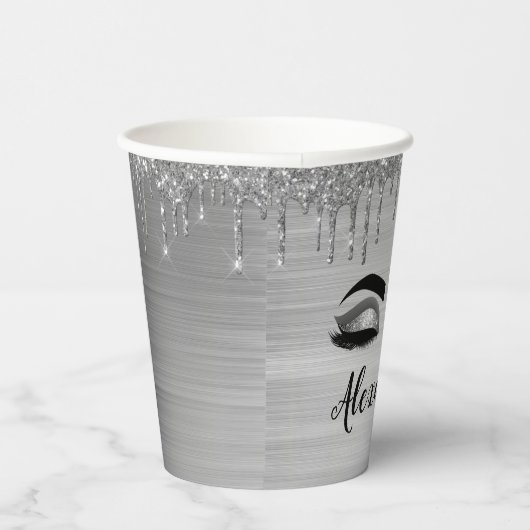 シルバー滴下グリッターグラムアイズ紙カップ 紙コップ (右)
