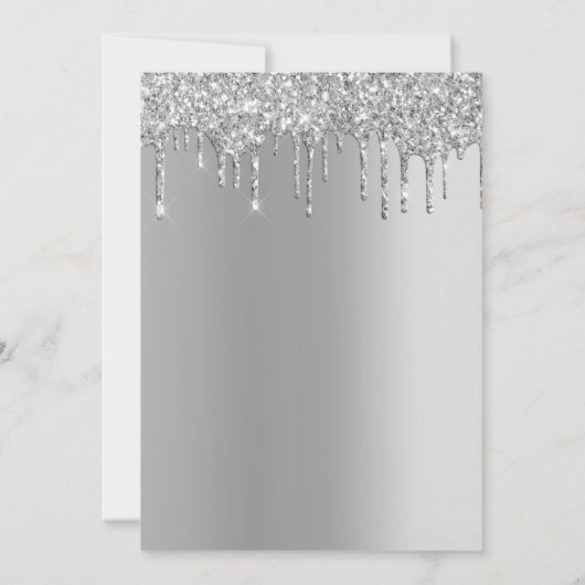 シルバー滴下グリッターブライダルパーティ提案カード 招待状 (裏面)