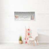 シルバー滴下グリッター2枚写真70誕生日 横断幕 (インサイチュ)