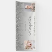 シルバー滴下グリッター2枚写真70誕生日 横断幕 (縦)