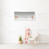 シルバー滴下グリッター2枚写真90誕生日 横断幕 (インサイチュ)