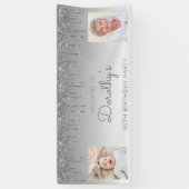 シルバー滴下グリッター2枚写真90誕生日 横断幕 (縦)