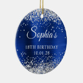 シルバー王室のグリッターネイビー18誕生日写真 セラミックオーナメント (右)