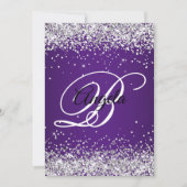 シルバー王室のグリッターパープグラデーションル50誕生日 招待状 (正面)