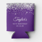 シルバー王室のグリッターパープル50誕生日 缶クーラー (正面)