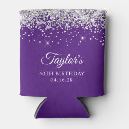シルバー王室のグリッターパープル50誕生日 缶クーラー