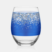 シルバー王室のグリッターブルーグラム名 ステムなしワイングラス (右)